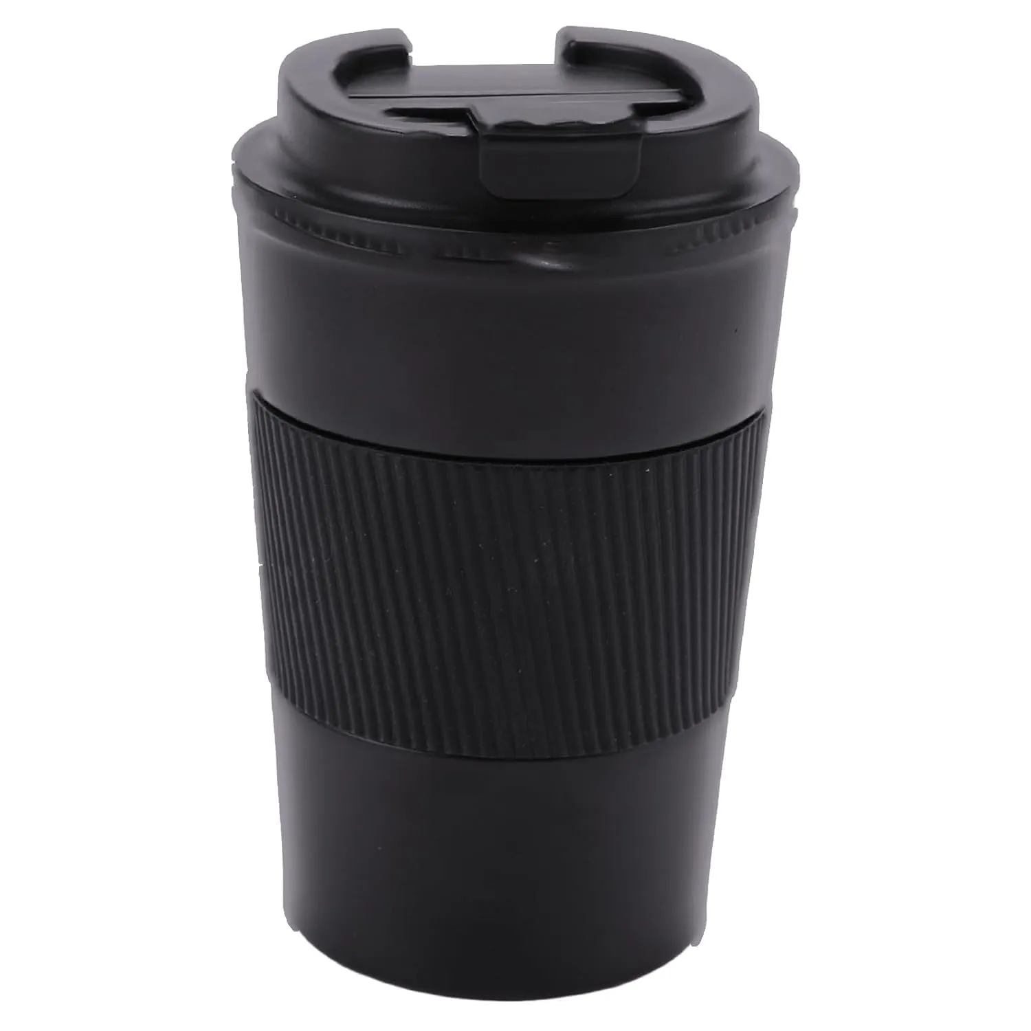 Kuber Industries Stainless Steel Insulated Coffee Cup with Sipper Mouth|Travel Coffee Mug 380 ML-Pack of 4|Black|