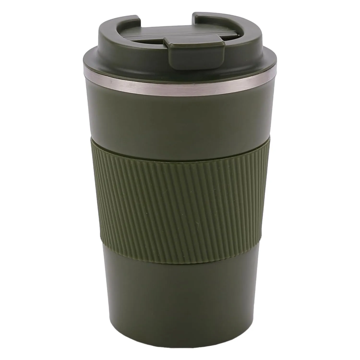 Kuber Industries Stainless Steel Insulated Coffee Mug with Sleeve|Travel Coffee Mug 380 ML-Pack of 2|Green|