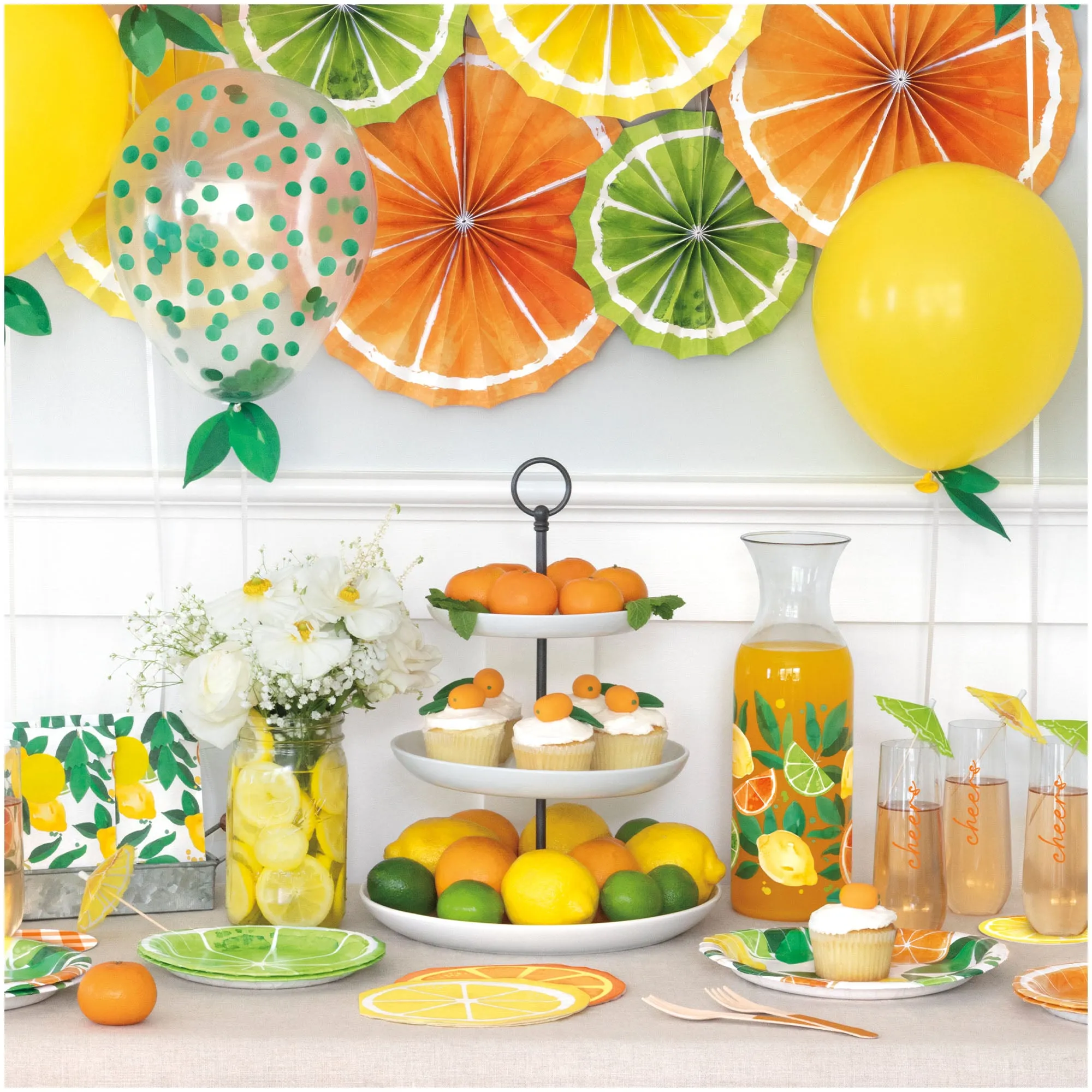 Lemon & Lime Citrus Fruit Slice Paper Drink Umbrellas Cocktail Party Accessories, 50 Count