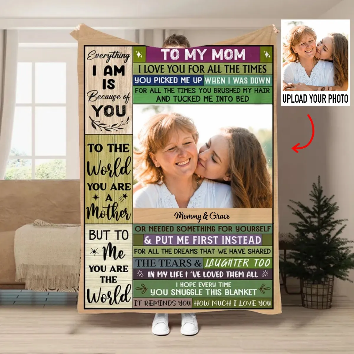 Mother - Custom Photo I Love You, Mom - Personalized Blanket