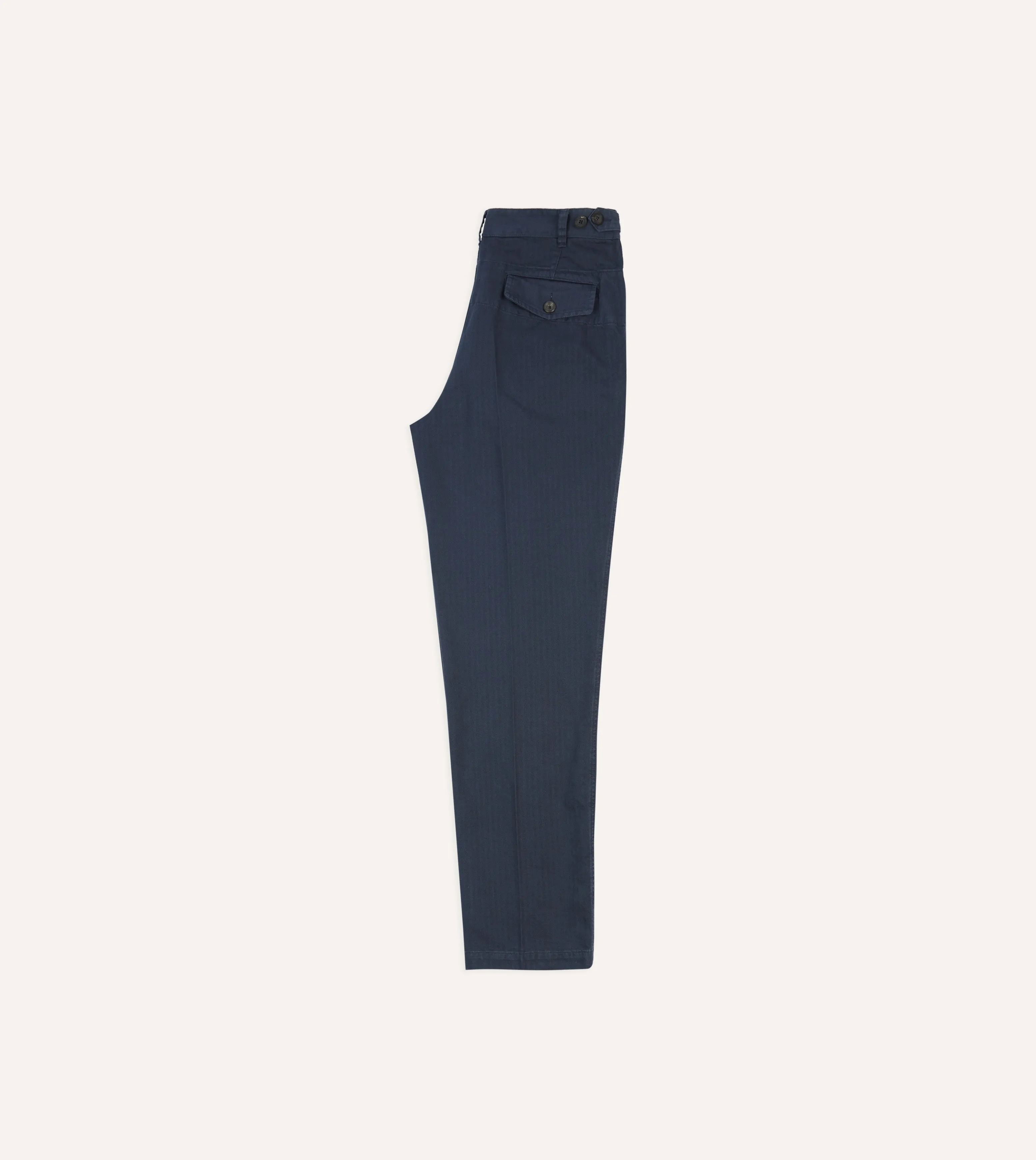 Navy Herringbone Cotton Games Trousers