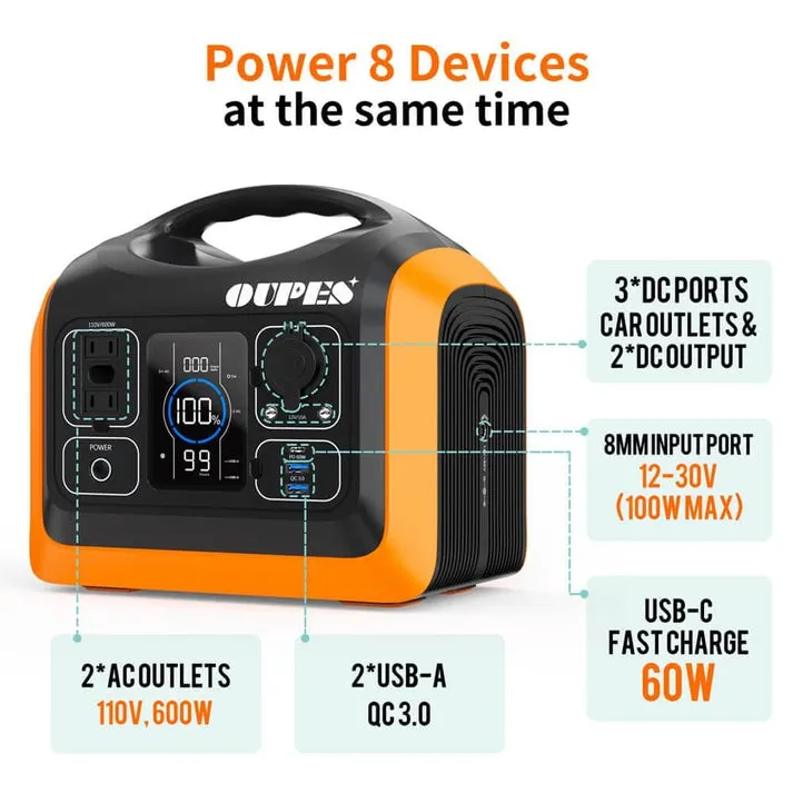 OUPES 600 Portable Power Station | 600W 595Wh