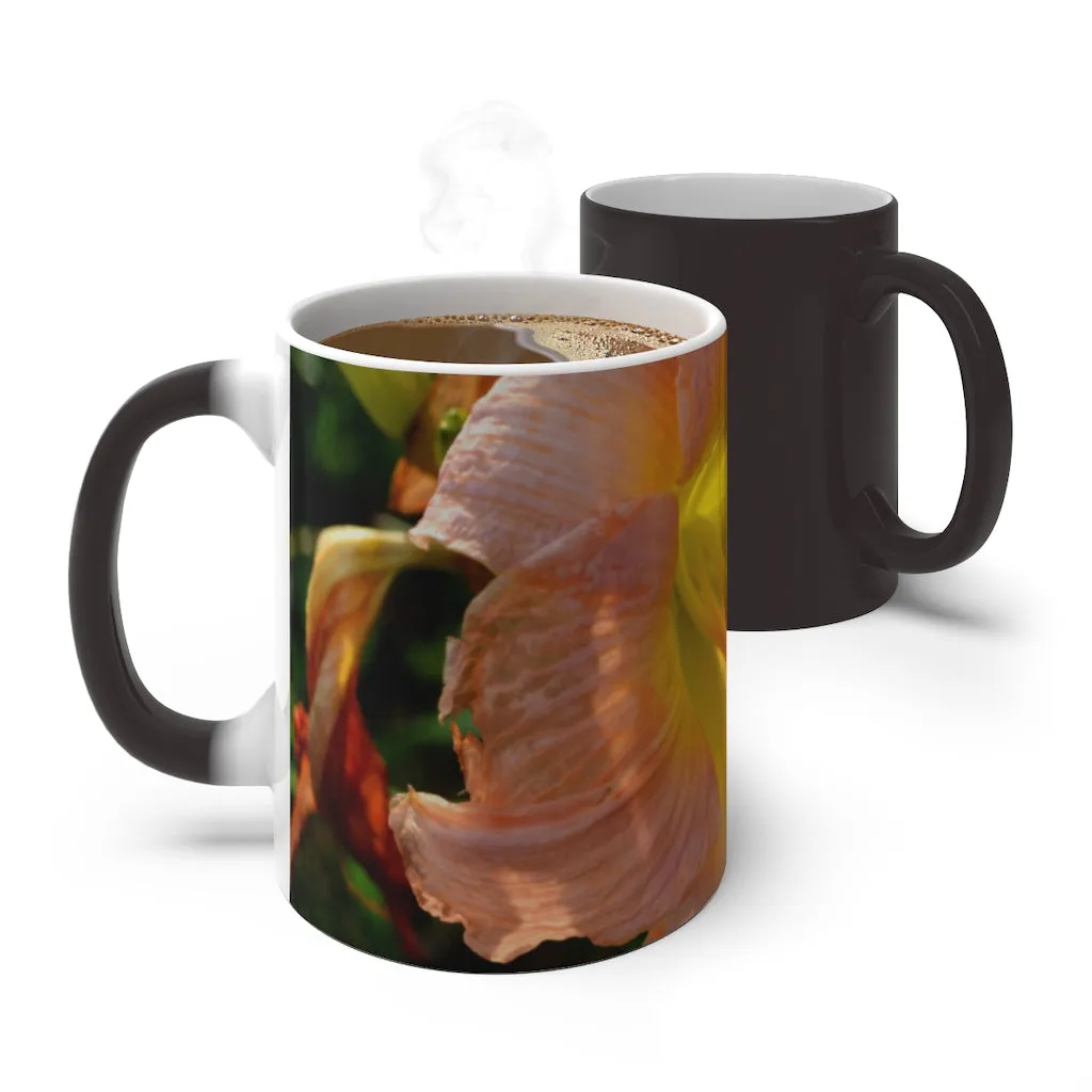 Peach and Yellow Flower Color Changing Mug