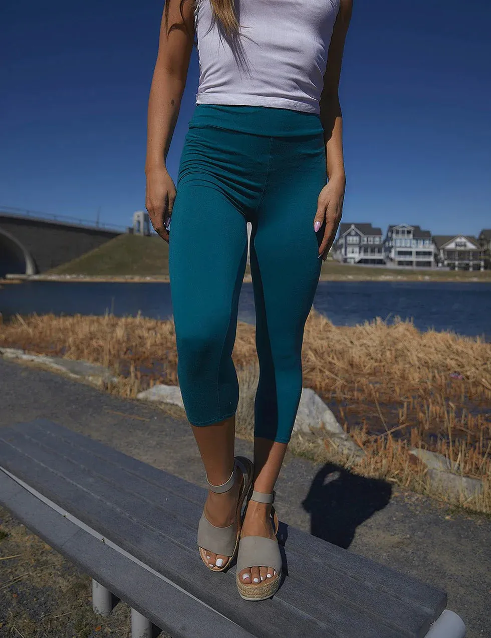 Perfect Fit Pocket Capri Leggings - Teal