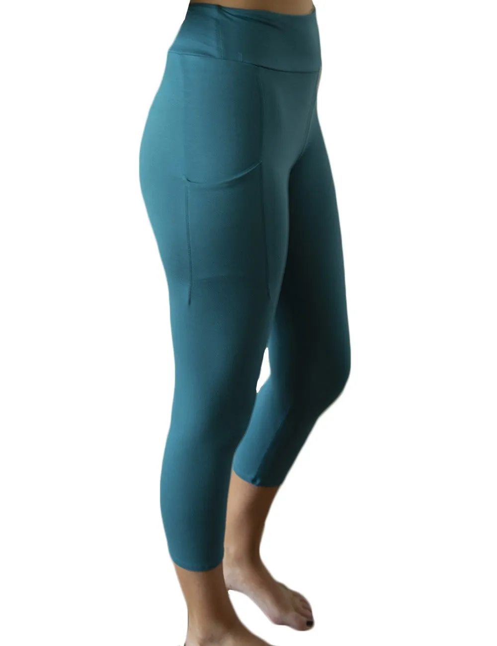 Perfect Fit Pocket Capri Leggings - Teal