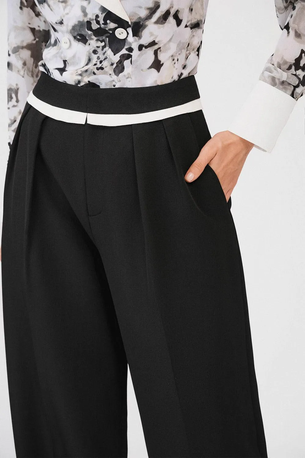 Persephone Straight Side Pleated Rain Cloth Floor Length Pants