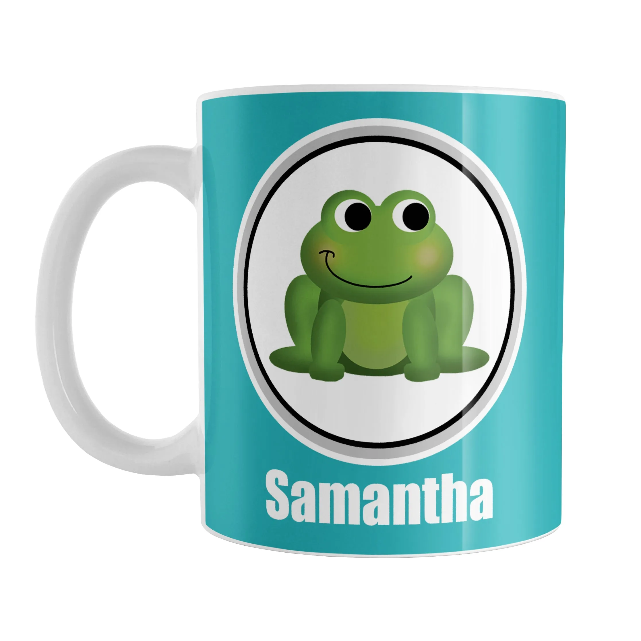 Personalized Adorable Turquoise Frog Mug