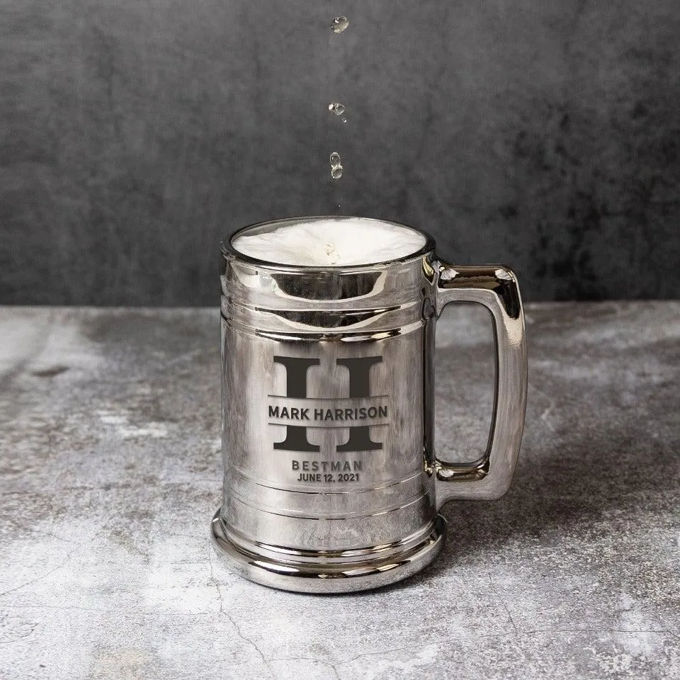 Personalized Best Man Metallic Beer Mug