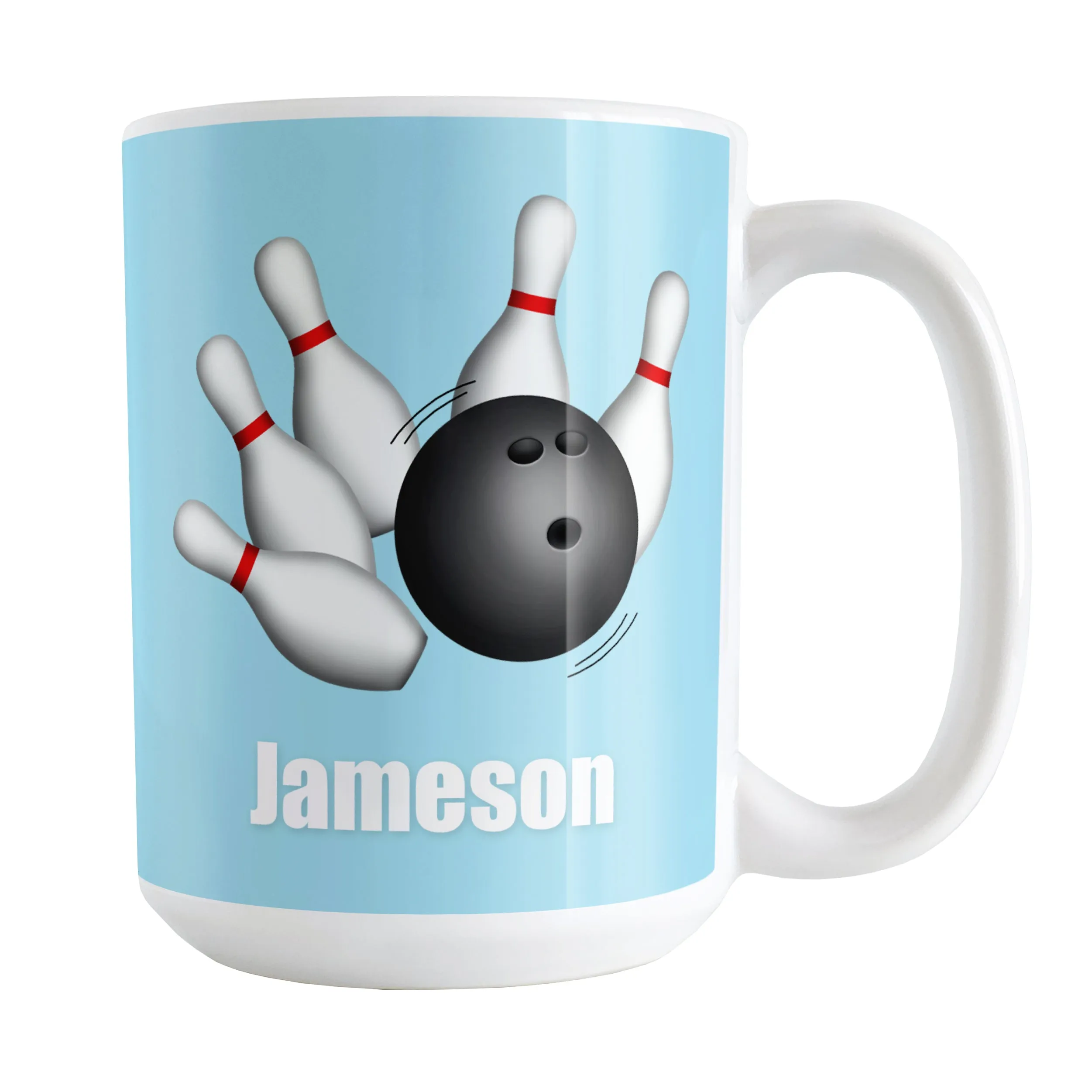 Personalized Bowling Ball and Pins Blue - Bowling Mug