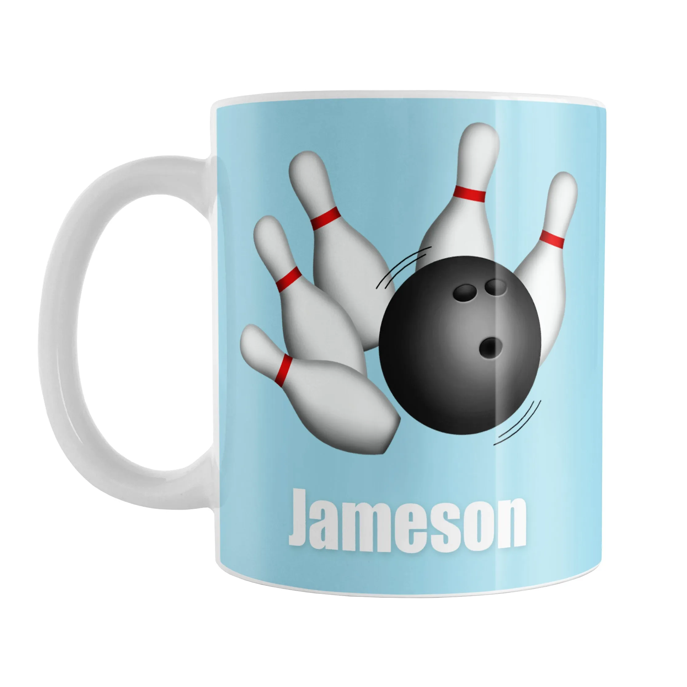 Personalized Bowling Ball and Pins Blue - Bowling Mug