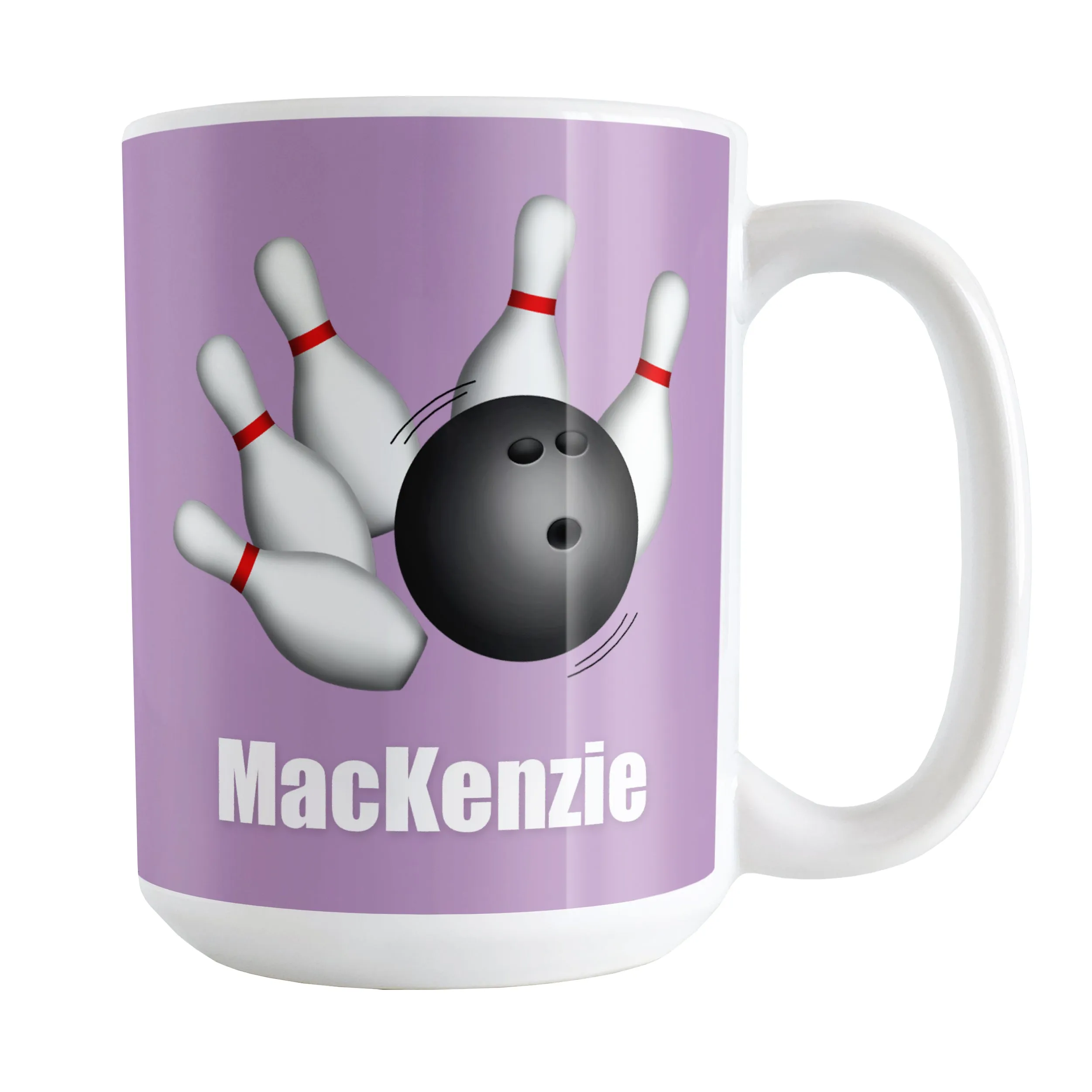 Personalized Bowling Ball and Pins Purple - Bowling Mug