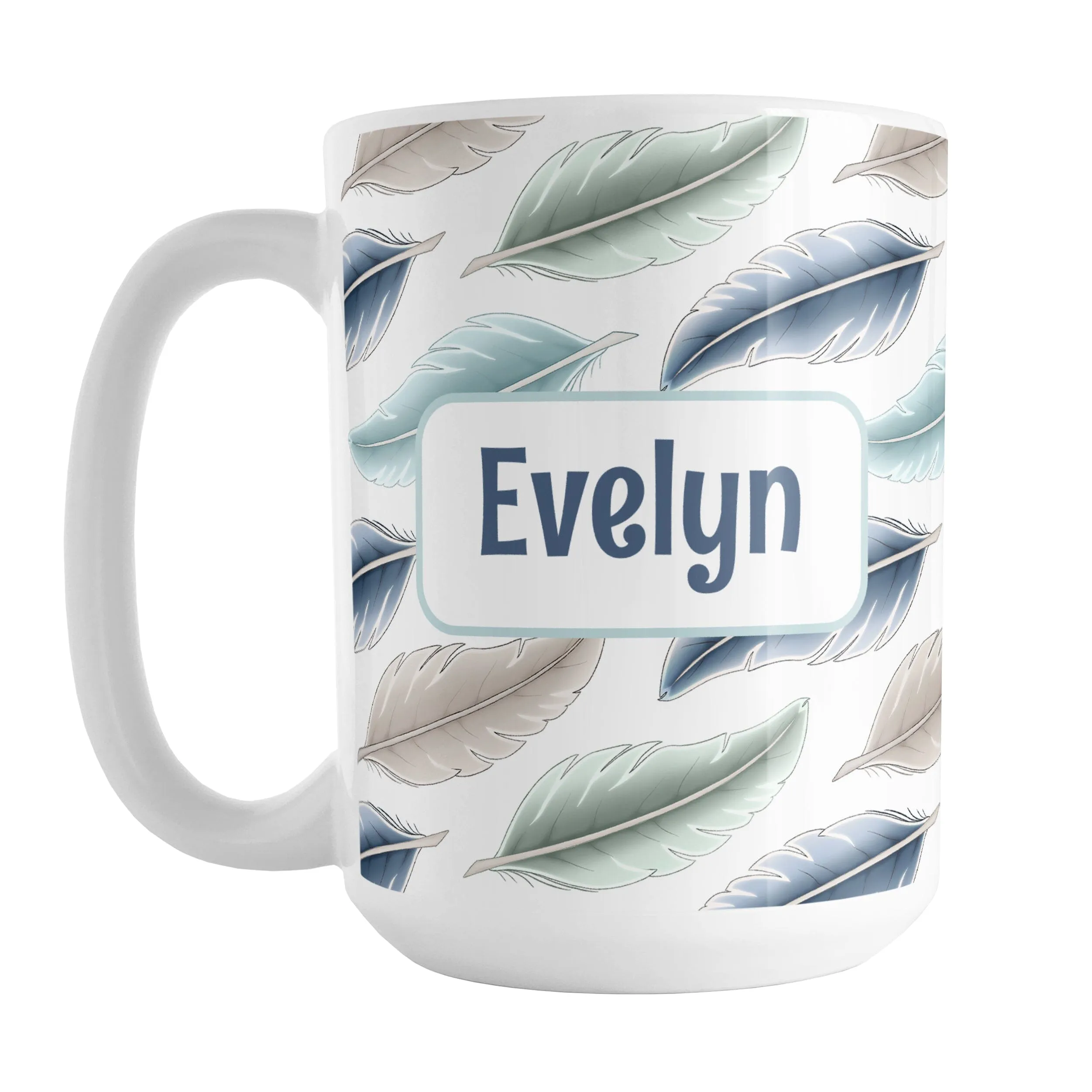 Personalized Coastal Feathers Mug