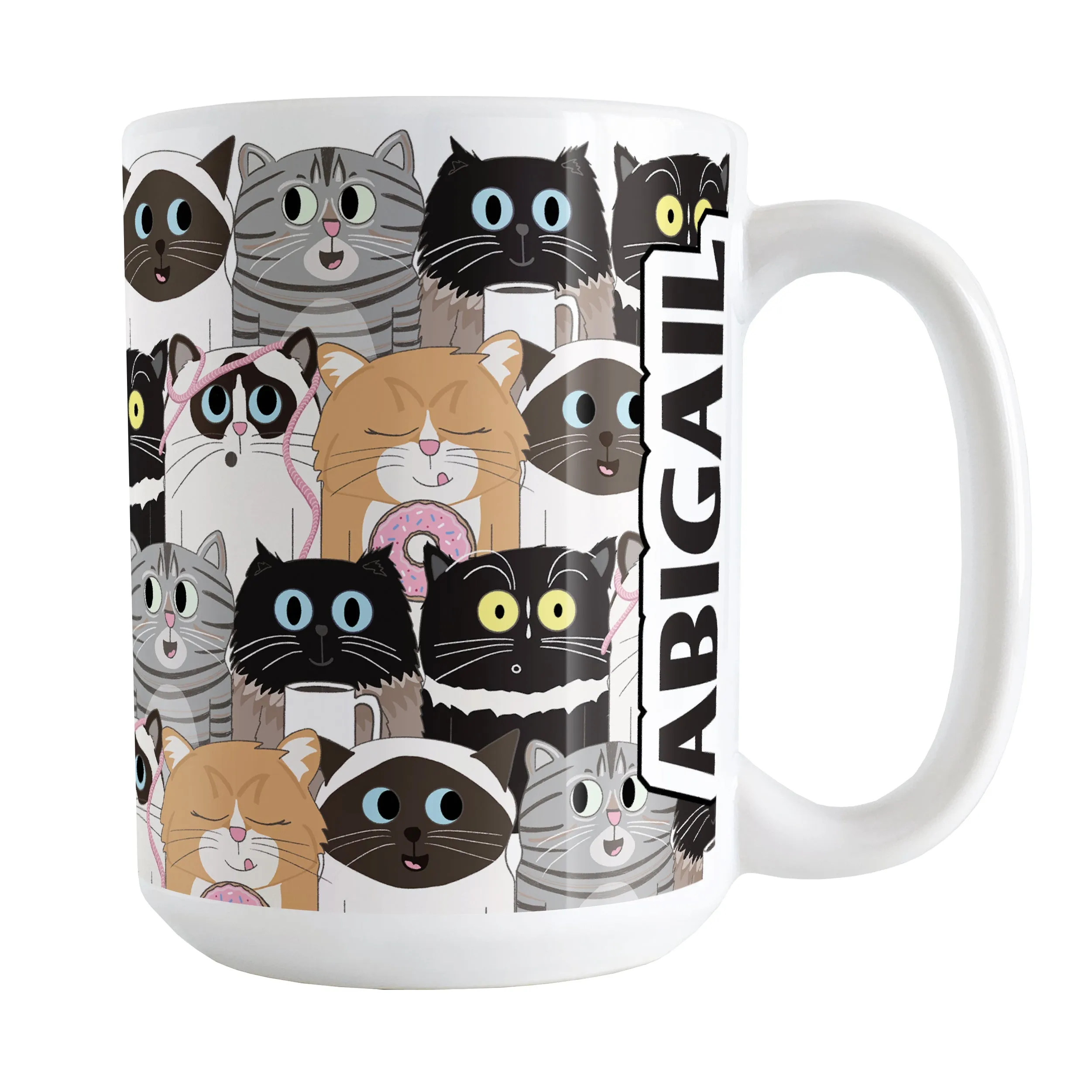 Personalized Cute Cat Stack Pattern Mug