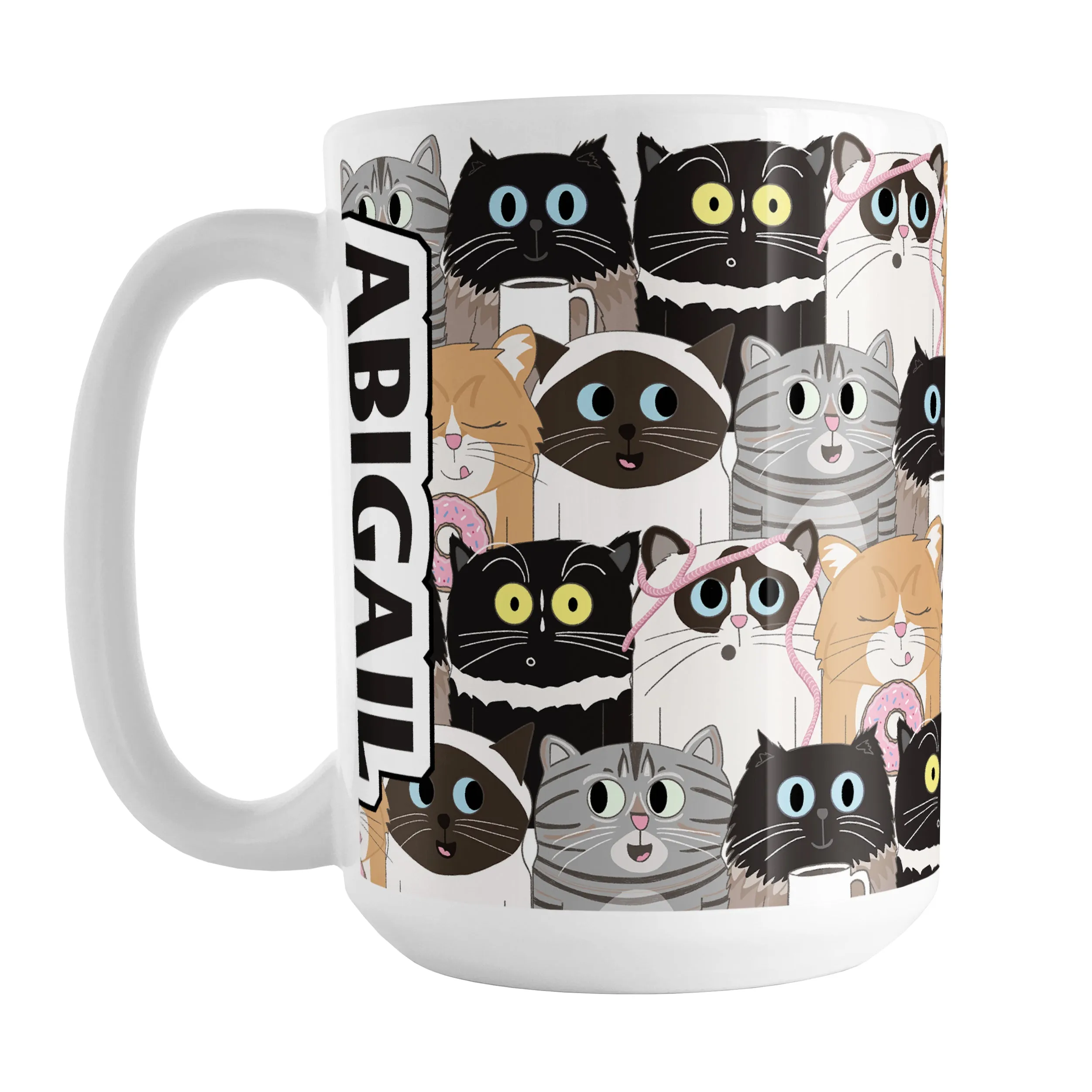 Personalized Cute Cat Stack Pattern Mug