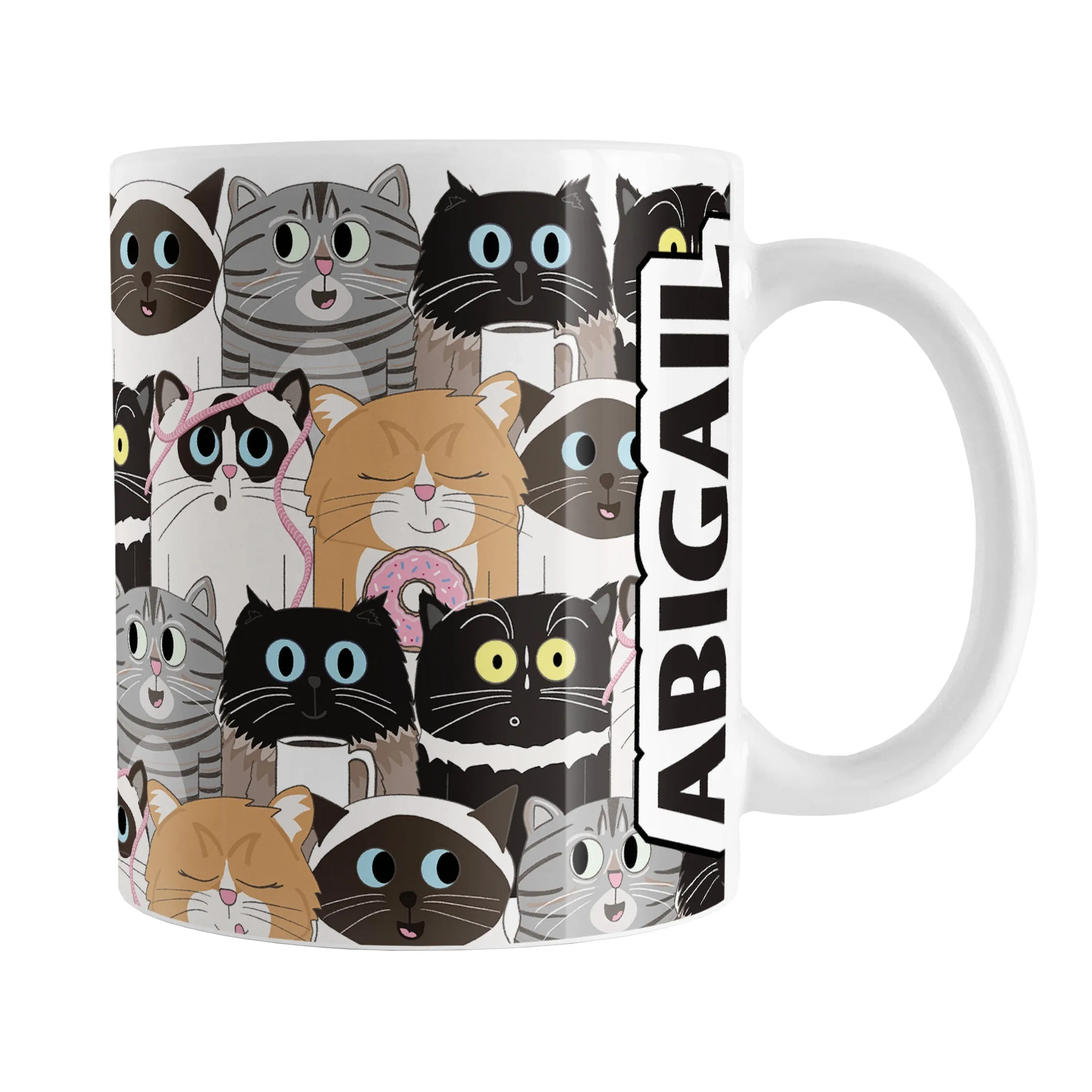 Personalized Cute Cat Stack Pattern Mug