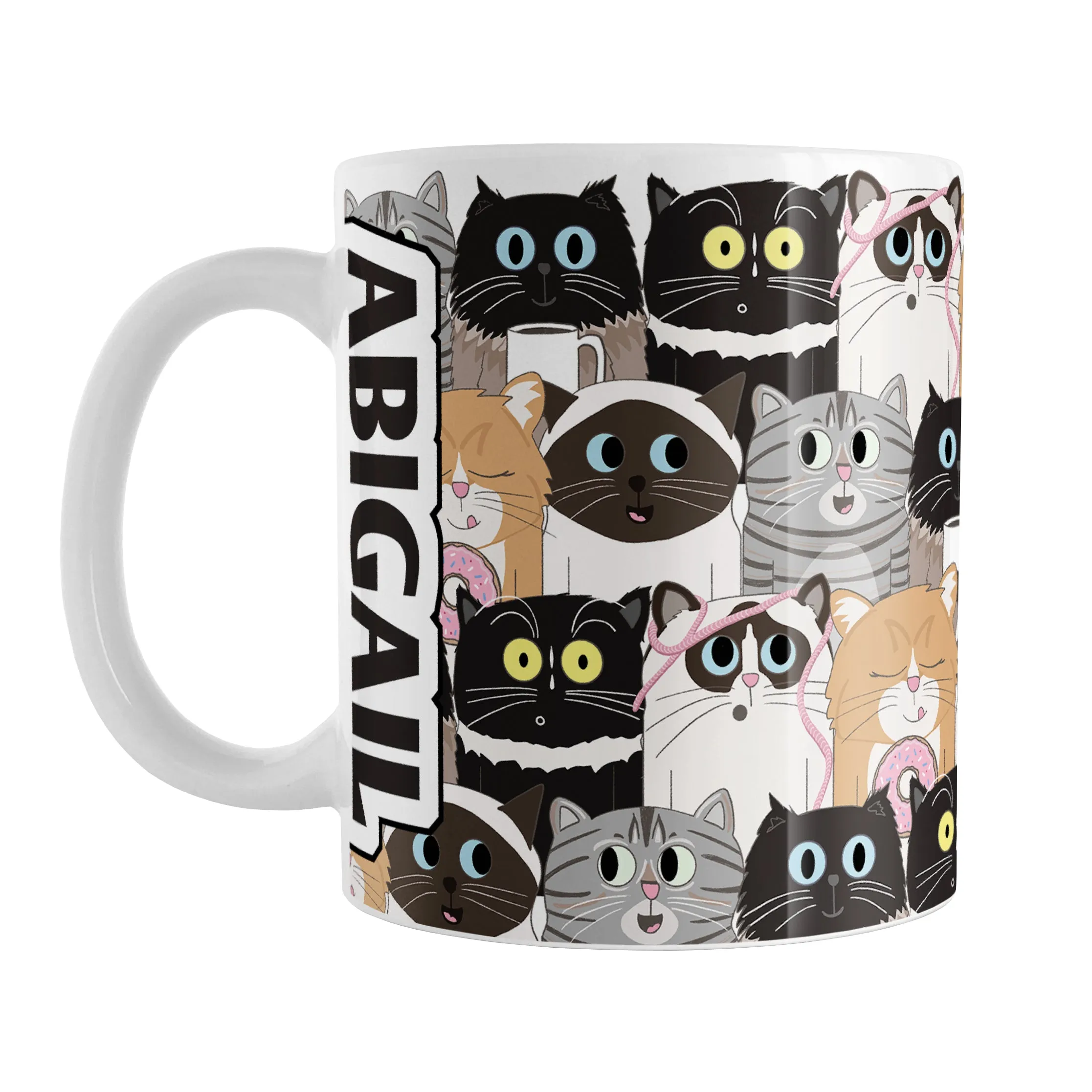 Personalized Cute Cat Stack Pattern Mug