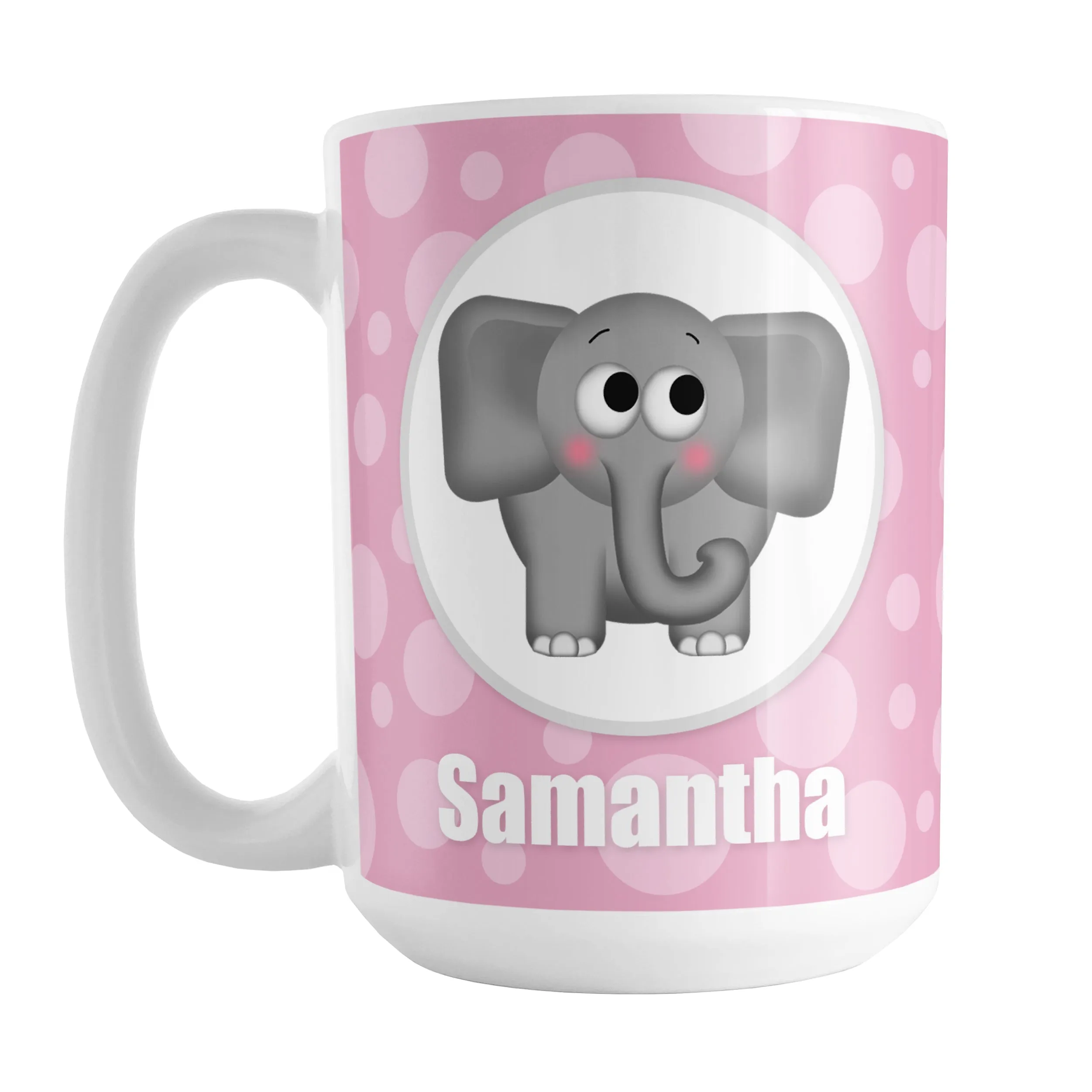 Personalized Cute Elephant Bubbly Pink Mug