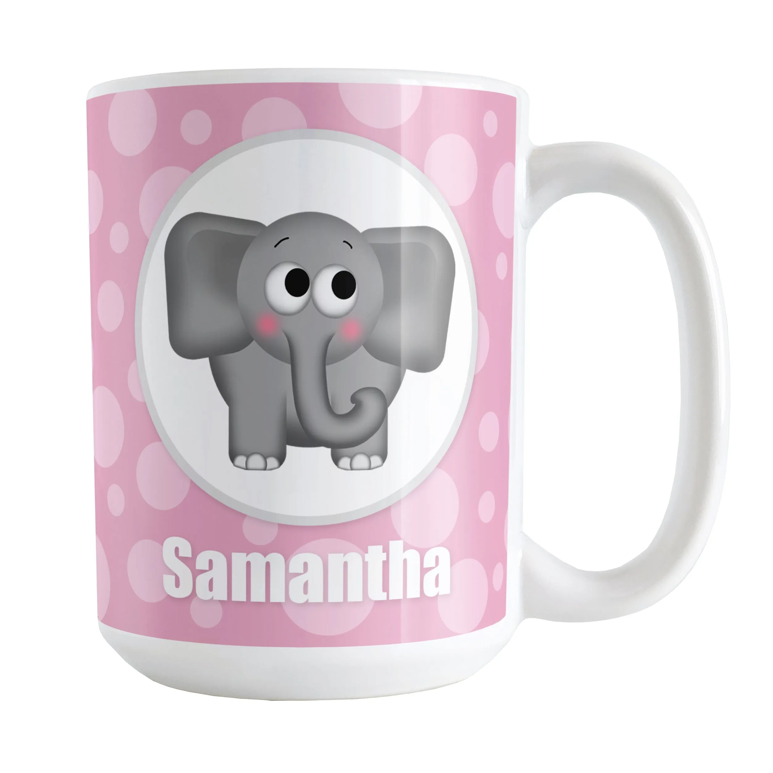 Personalized Cute Elephant Bubbly Pink Mug