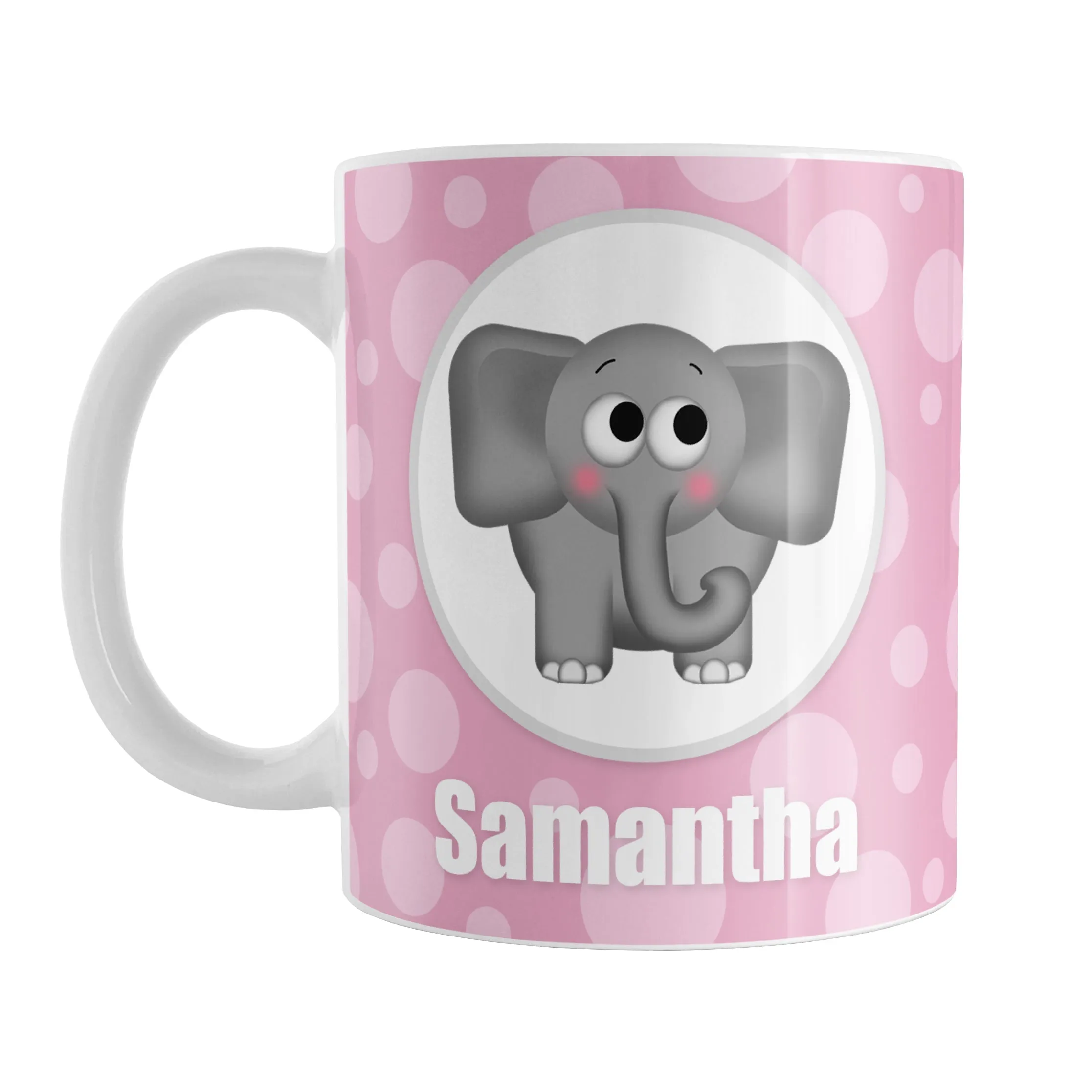 Personalized Cute Elephant Bubbly Pink Mug