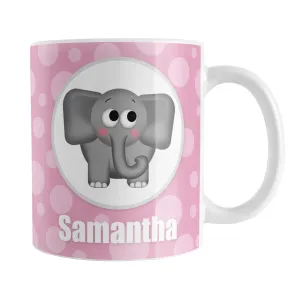 Personalized Cute Elephant Bubbly Pink Mug