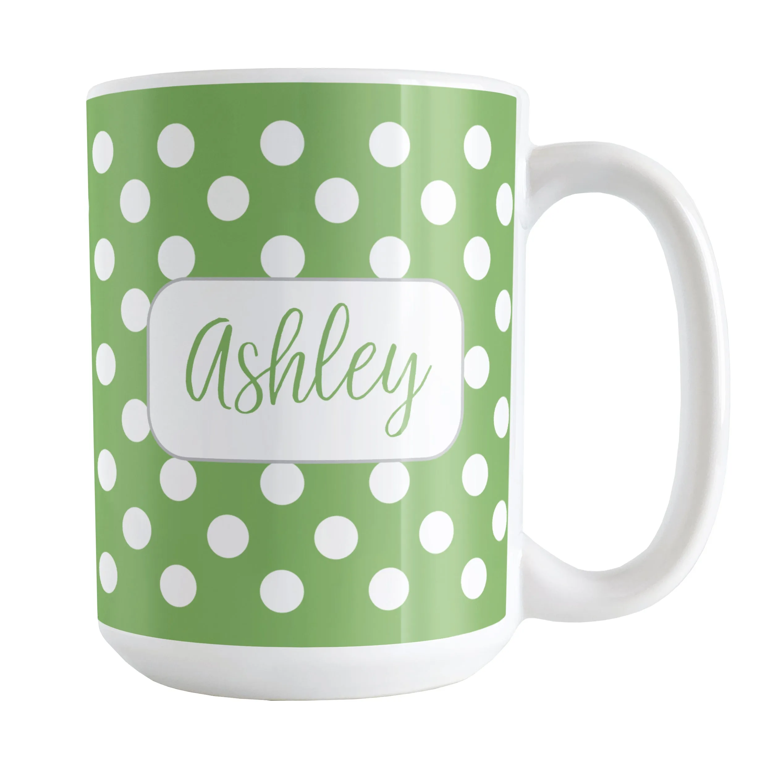 Personalized Green Polka Dot Mug