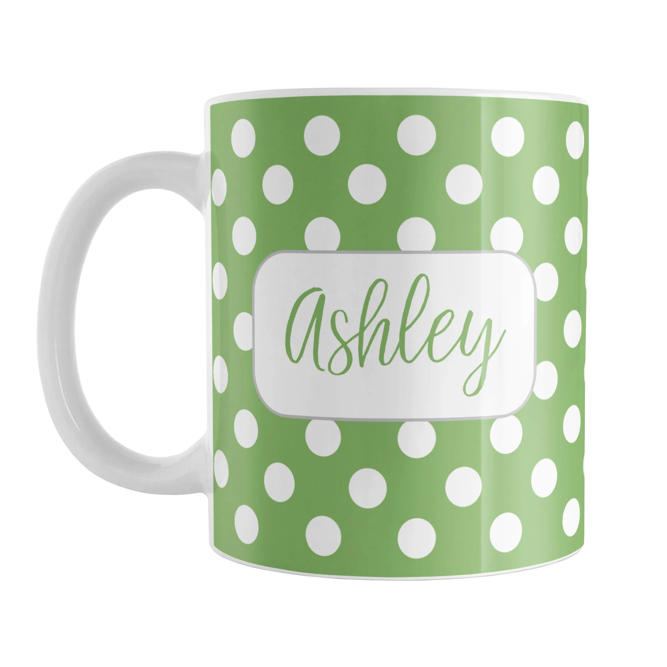 Personalized Green Polka Dot Mug