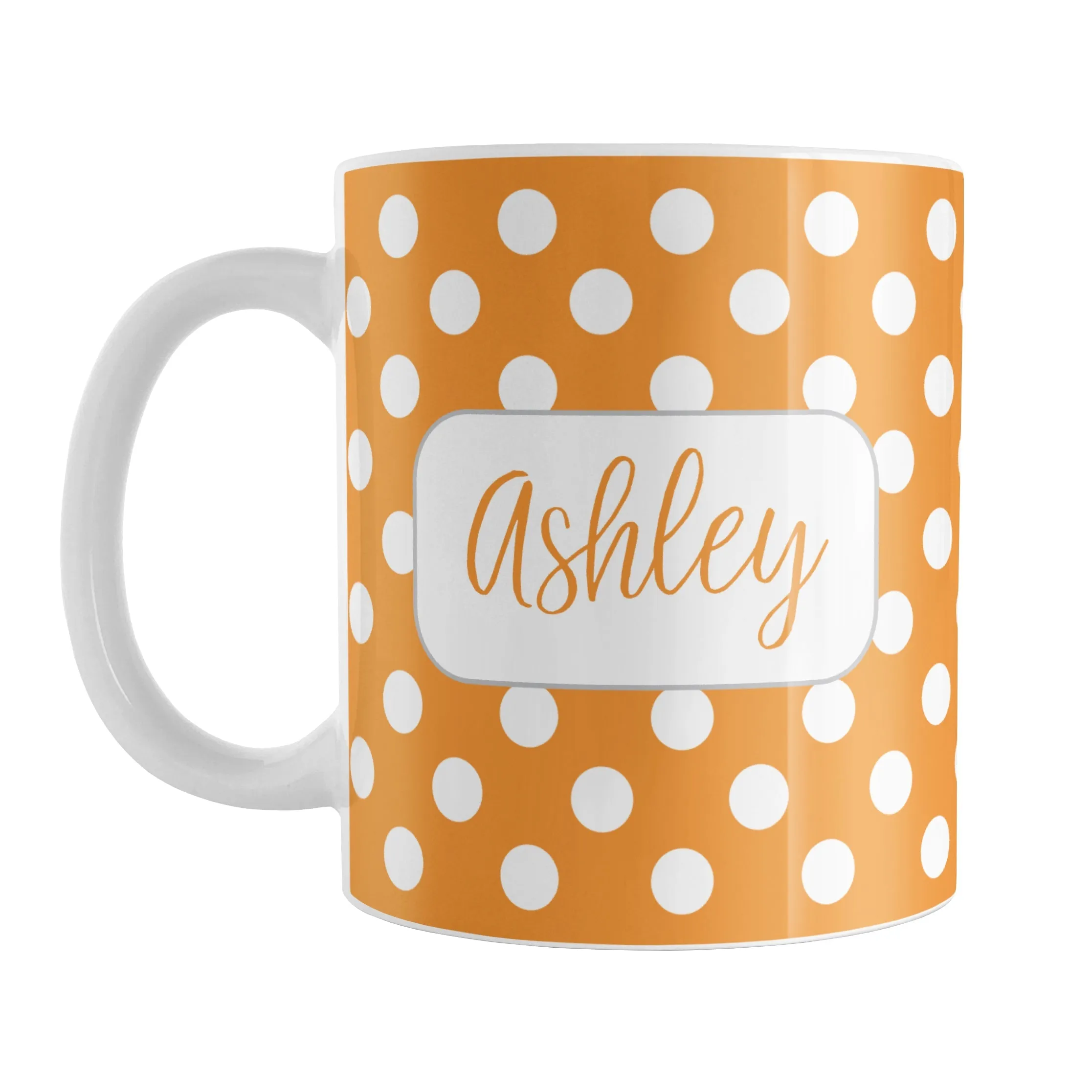 Personalized Orange Polka Dot Mug