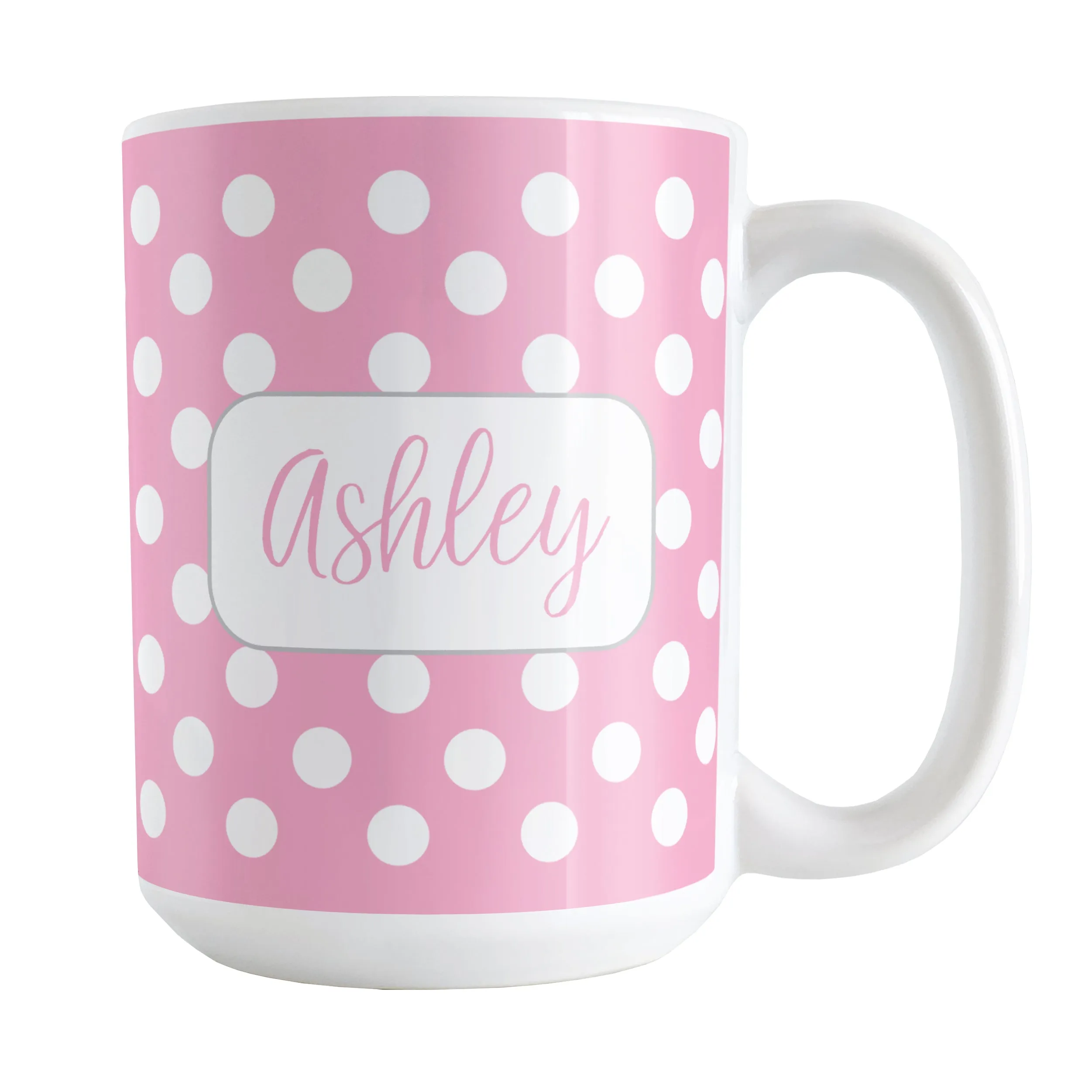 Personalized Pink Polka Dot Mug