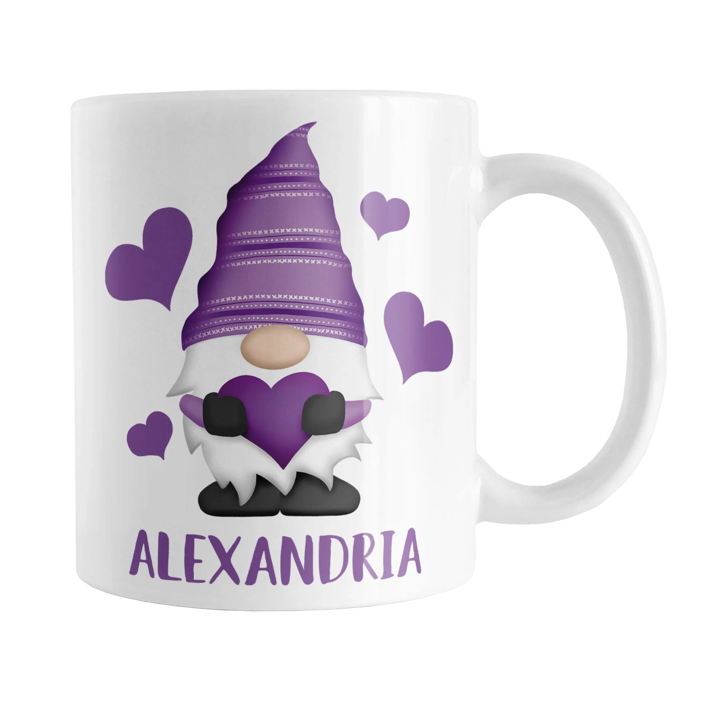 Personalized Purple Heart Gnome Mug