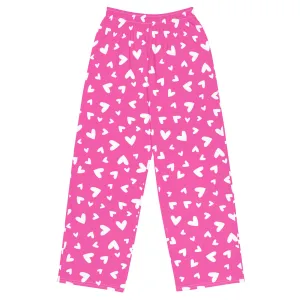 Pink Hearts Wide-leg Pants/Trousers