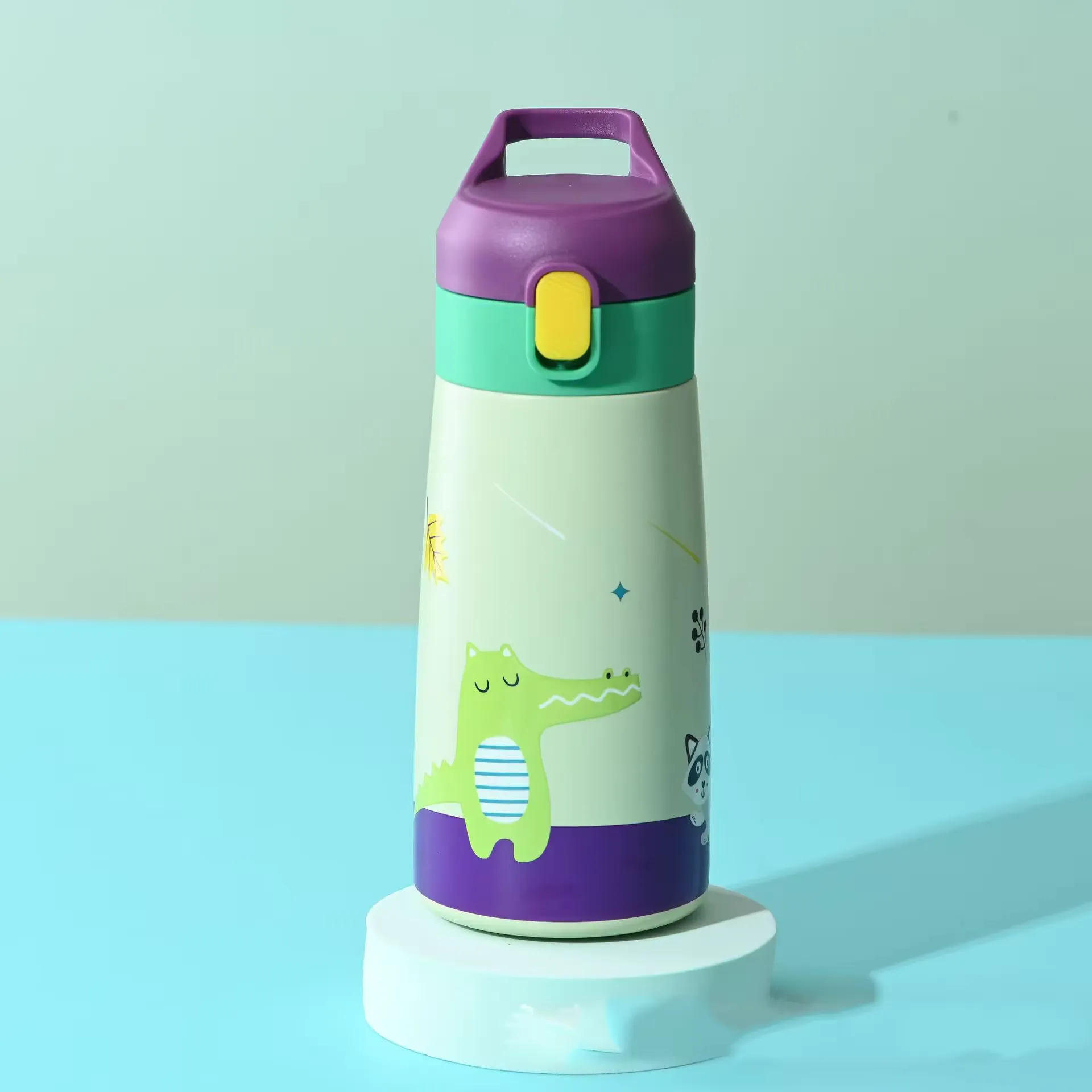 Safari Splash: Kids Stainless Steel Water Bottle - Leak-Proof & BPA-Free