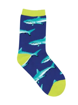 Shark School (Navy) Kids' Crew Socks (Age 2-4)