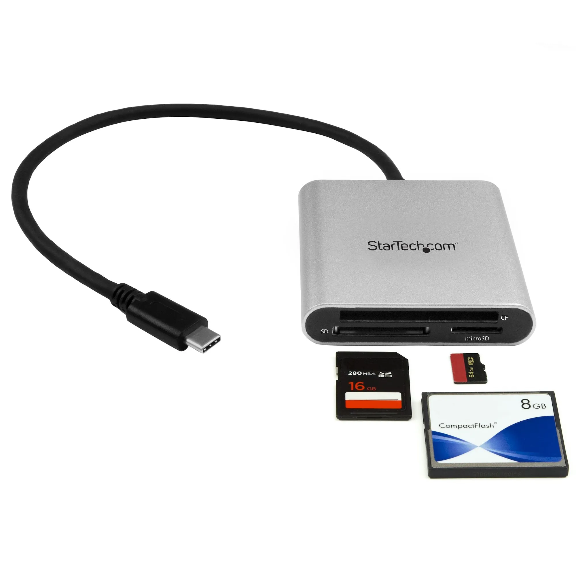 Startech.Com Usb 3.0 Flash Memory Multi-Card Reader/Writer With Usb-C - Sd Microsd And Compactflash Card Reader W/ Integ