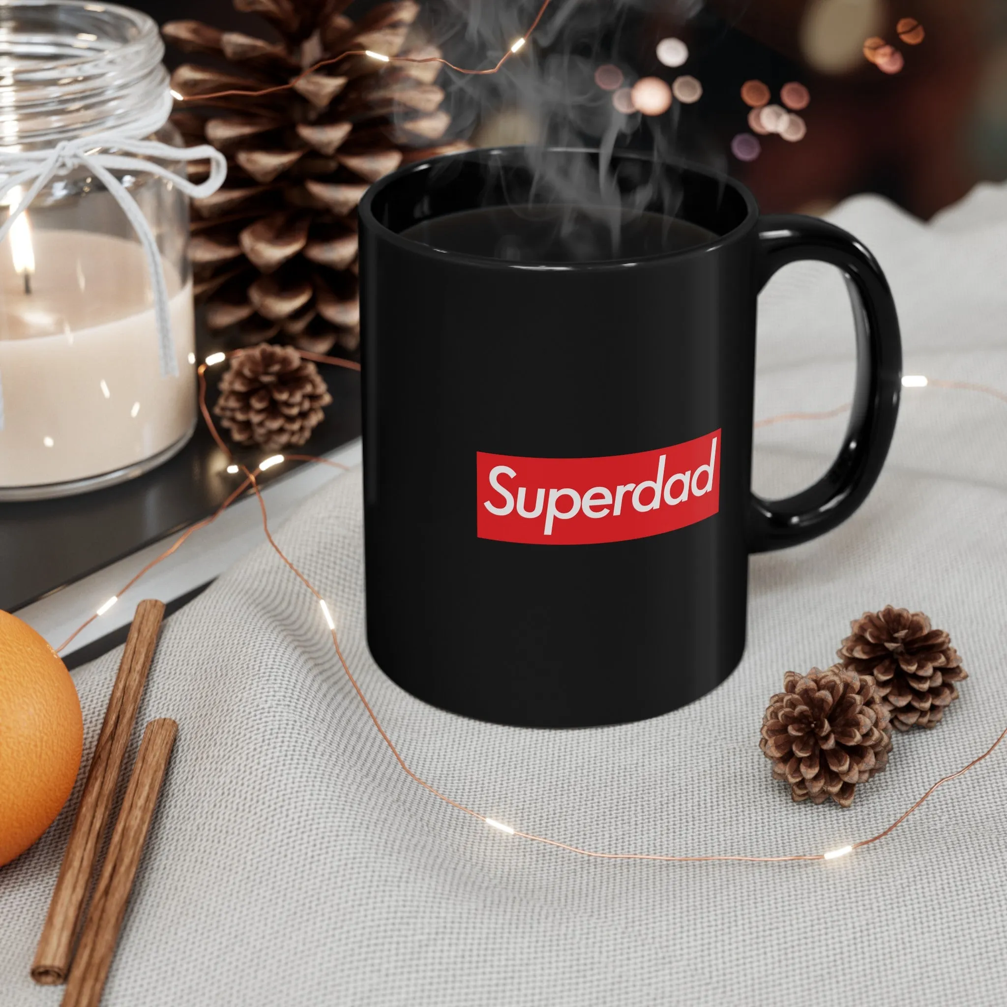 Superdad Black Mug (11oz, 15oz) super Inspired Funny Dad Father Appreciation Gift For Dads Fathers Day Thank You Thankful Love Birthday Christmas