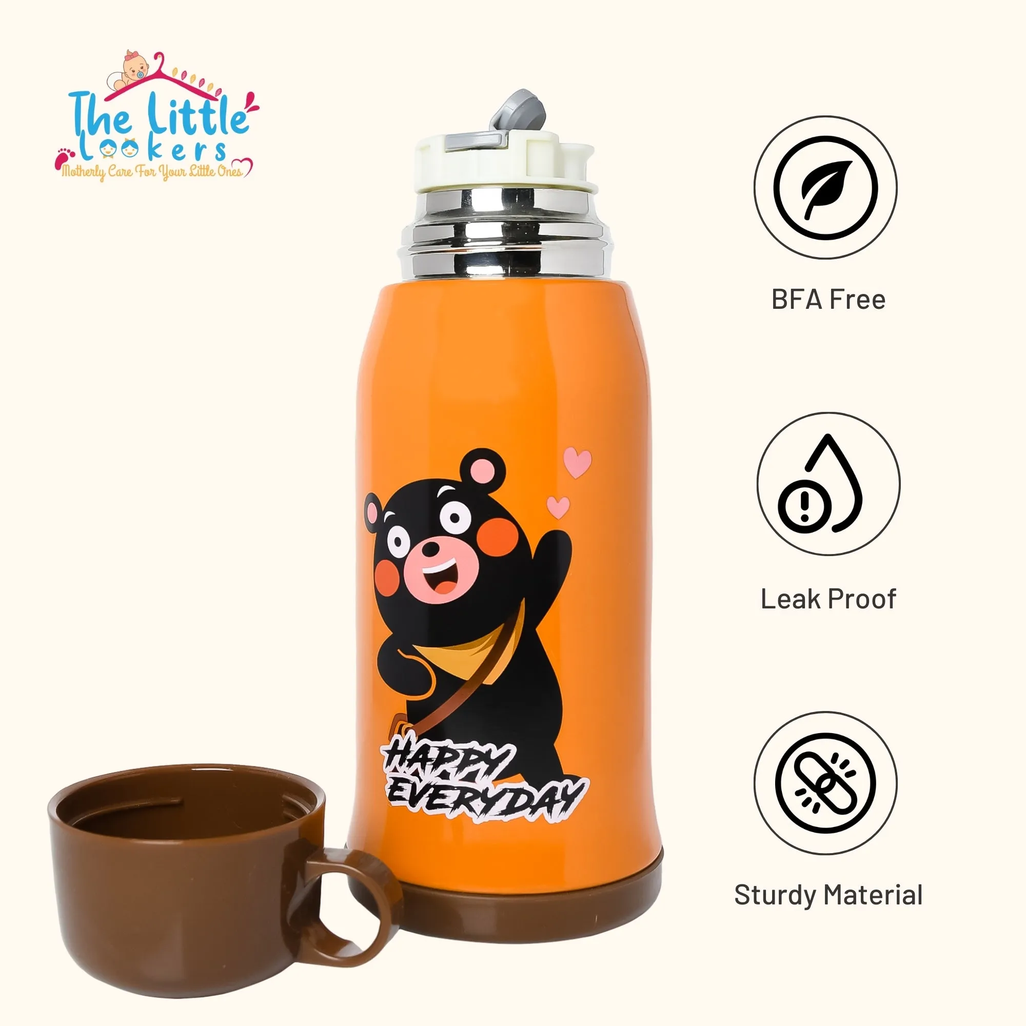 THE LITTLE LOOKERS Stainless Steel Insulated Sipper Bottle with Pop up Straw & Cover for Kids (550ml)