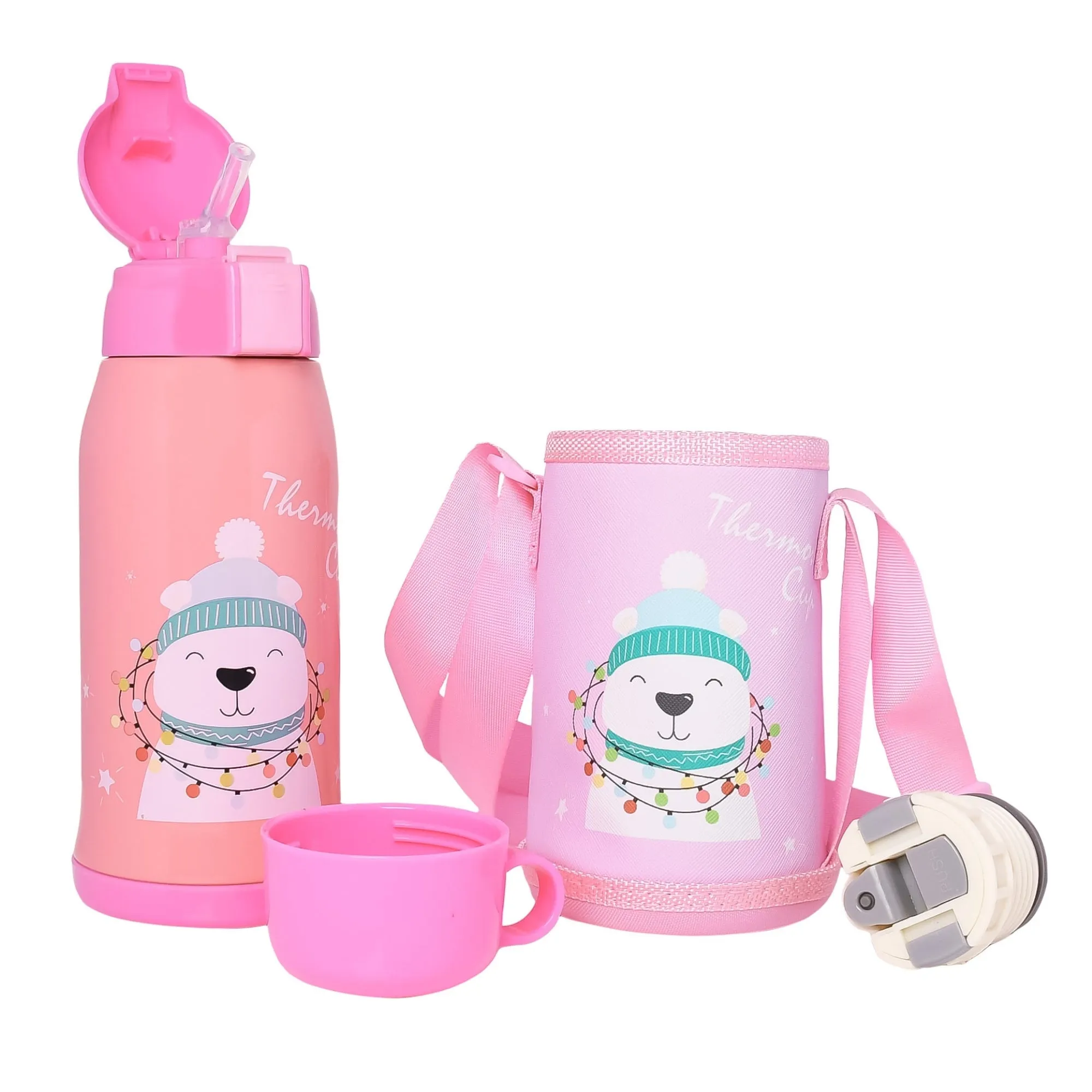 THE LITTLE LOOKERS Stainless Steel Insulated Sipper Bottle with Pop up Straw & Cover for Kids (550ml)