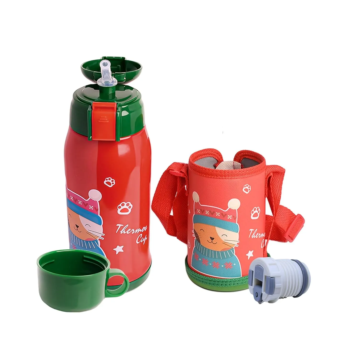 THE LITTLE LOOKERS Stainless Steel Insulated Sipper Bottle with Pop up Straw & Cover for Kids (550ml)