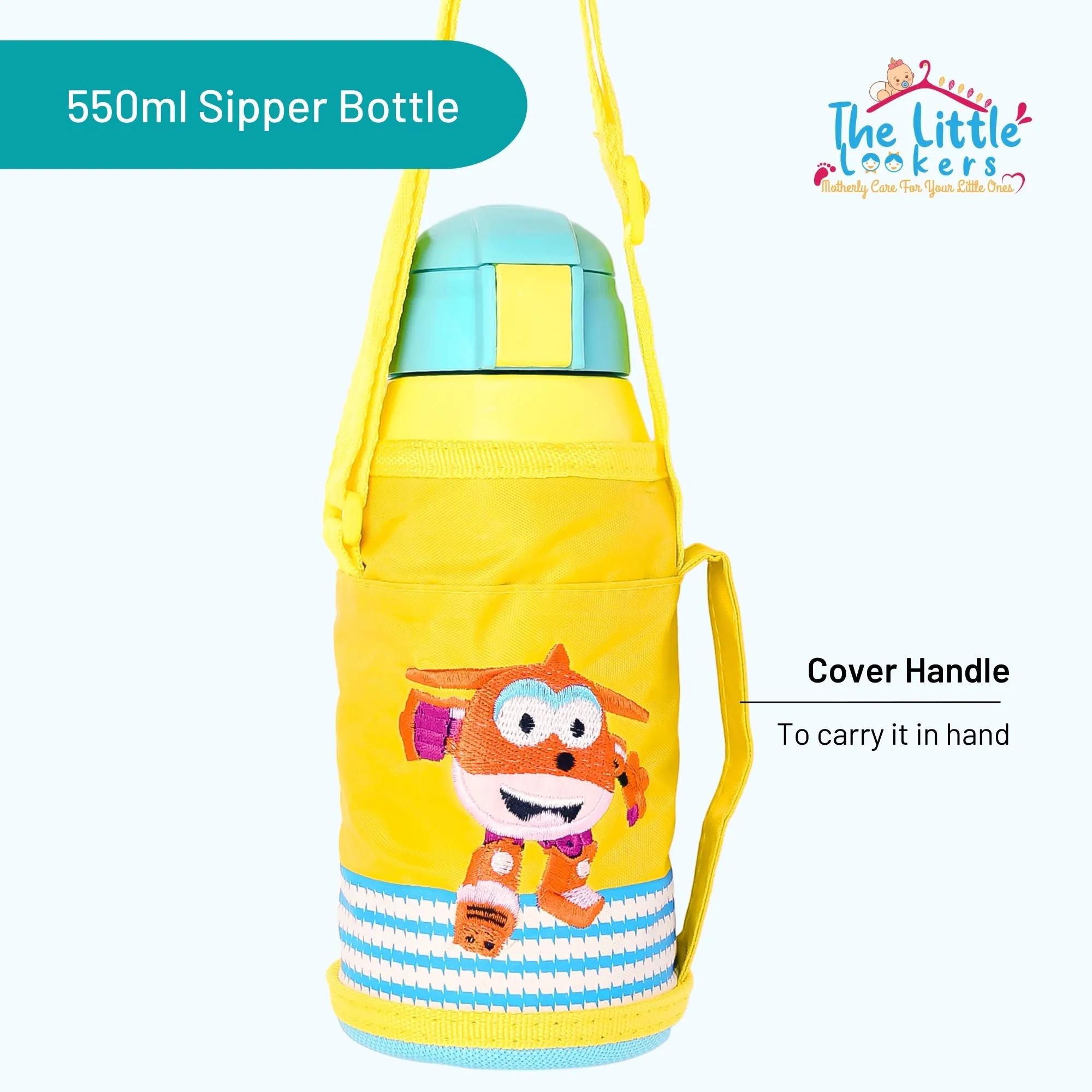 THE LITTLE LOOKERS Stainless Steel Insulated Sipper Bottle with Pop up Straw & Cover for Kids (550ml)