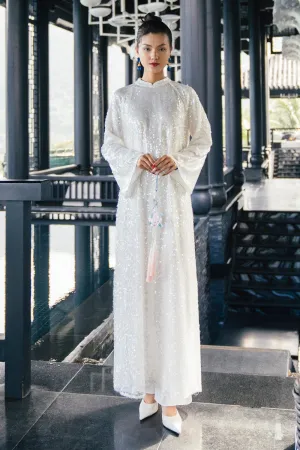 To Sa Straight Wide Sleeved Sequin Floor Length Ao Dai