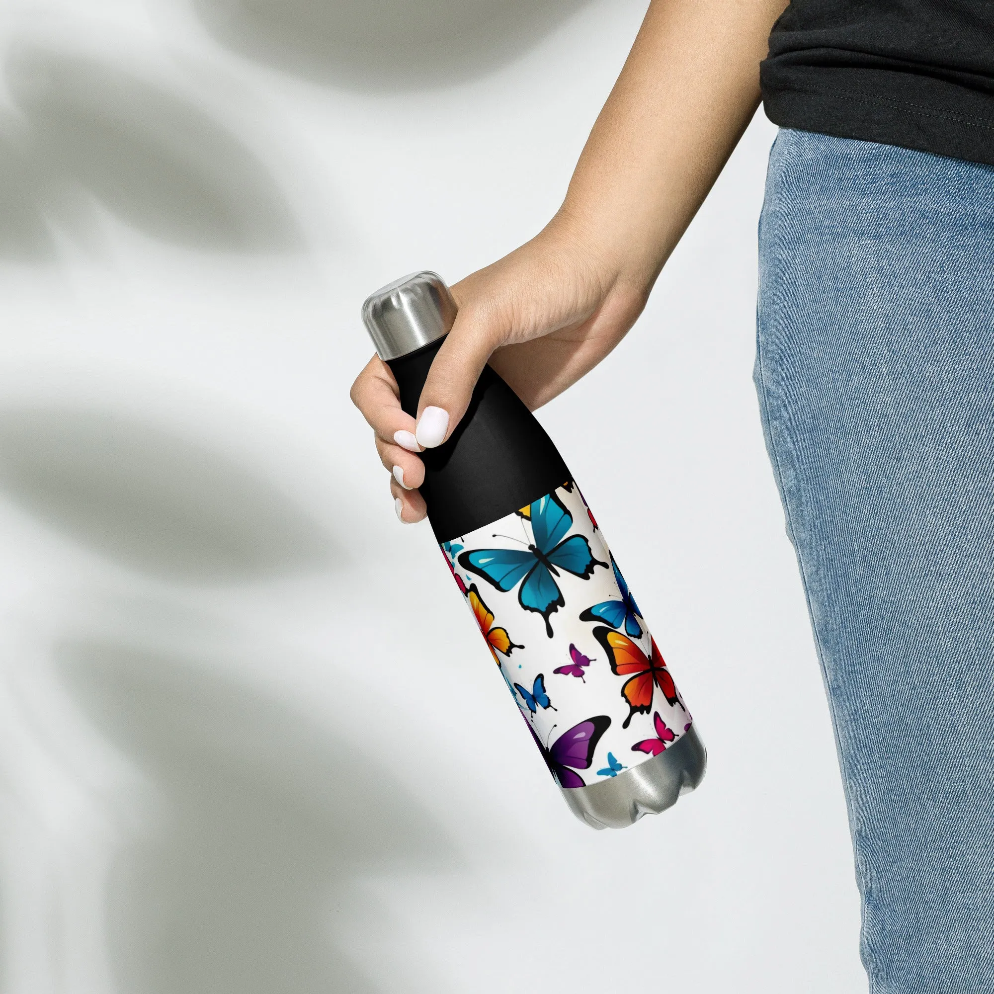 Vibrant Butterfly Stainless Steel Water Bottle - Your Daily Dose of Cheer!