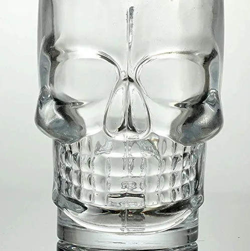 Vilon Italian premium Glass Skull Beer Mug for Home , Bar ( CLEAR , 520ML , 2 Pieces )