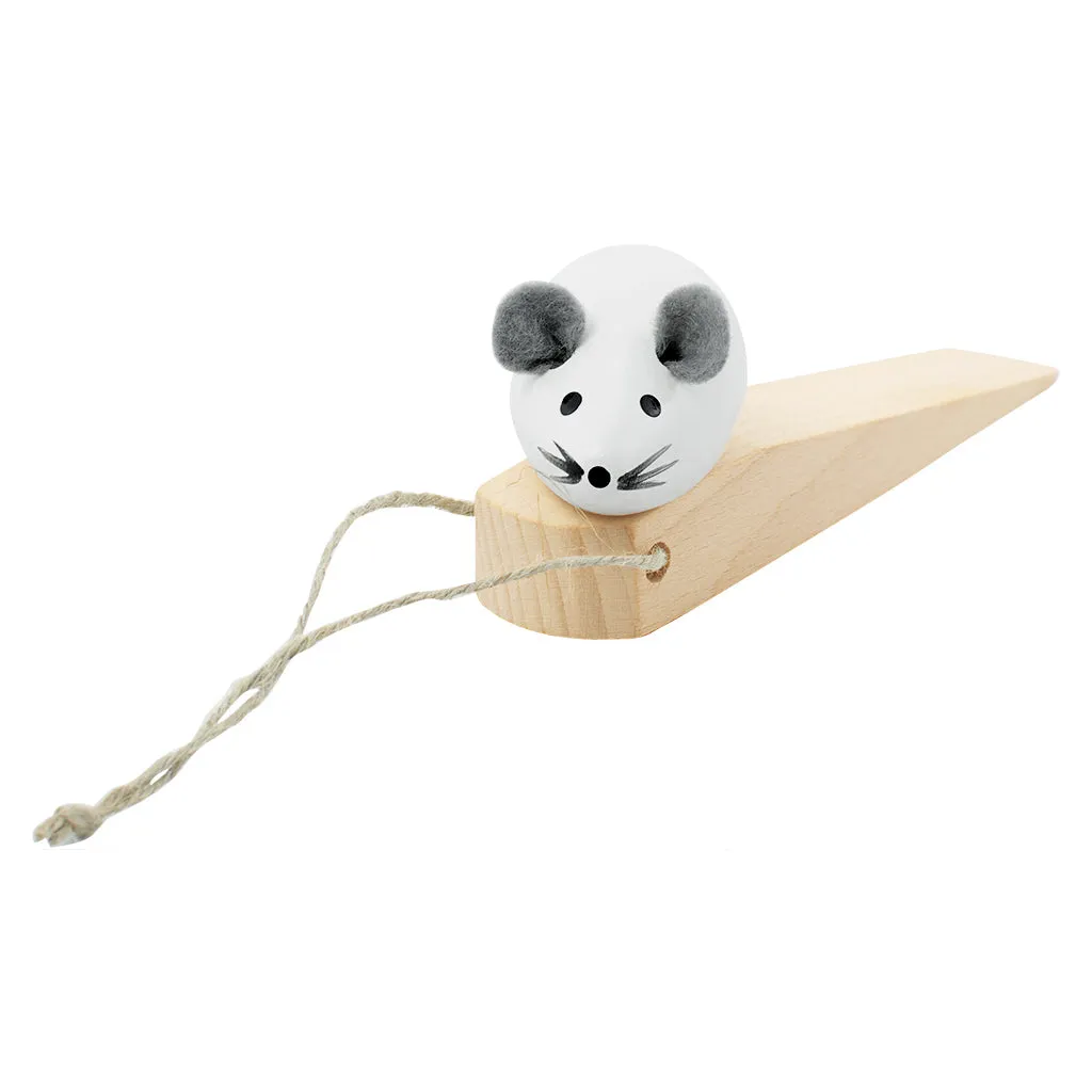 Wooden Door Stopper Mouse - White